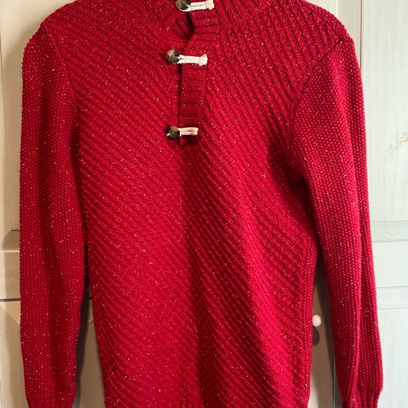 Cat & Jack Holiday Red Cotton Blend Turtleneck Sweater with Textured Knit EUC - Picture 1 of 5